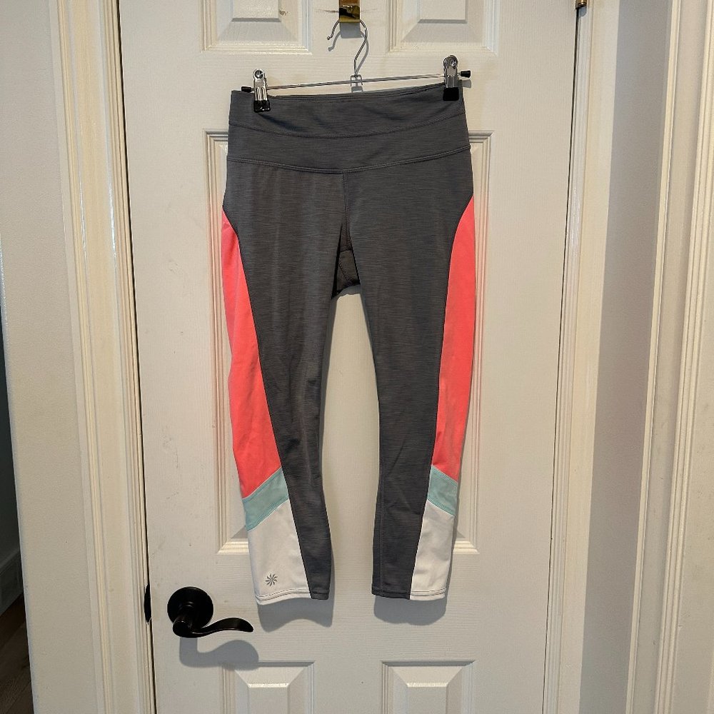 Athleta Grey Capris with Coral Detail Size XS
